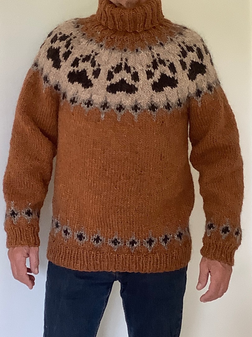 Islandsk sweater til herrer -  håndstrikket i ren islandsk uld Alafoss lopi