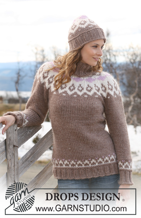 Flot sweater med nordisk mønster i ren økocertificeret uld
