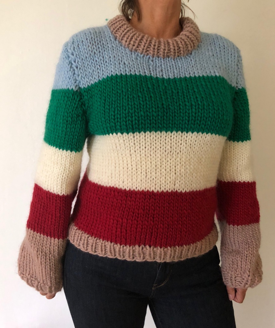 NYT DESIGN! Trendy sweater - håndstrikket i ren økocertificeret uld