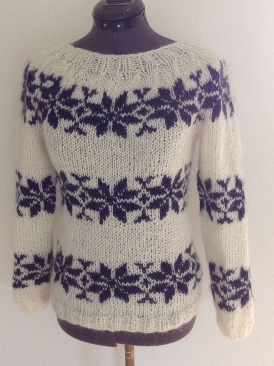 Sarah Lund jumper - darkblue with white stars - hand knitted from 100% Icelandic wool.    